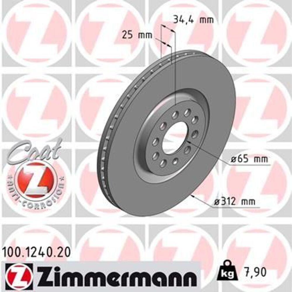 Zimmermann 312mm Brake Disc Set (2 pcs) 100.1240.20