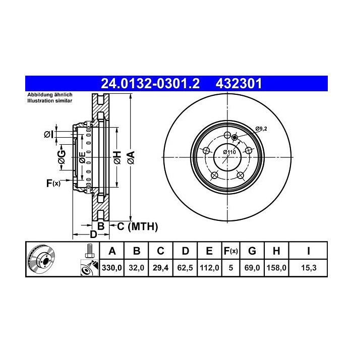 ATE Brake Disc Set (2 pcs) 24.0132-0301.2