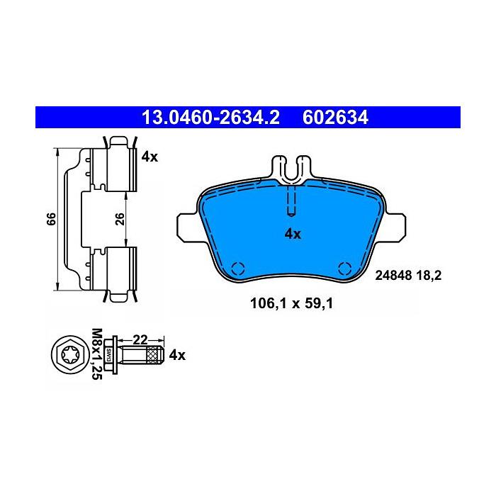 ATE Brake Pad Set 13.0460-2634.2