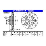 ATE Brake Disc Set (2 pcs) 24.0122-0287.1 – photo 2