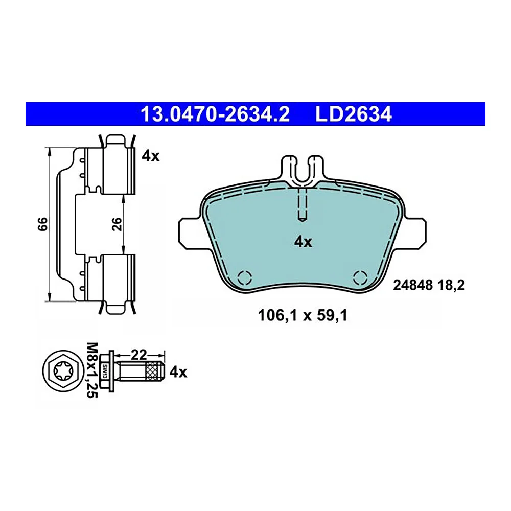 ATE Ceramic Brake Pad Set 13.0470-2634.2