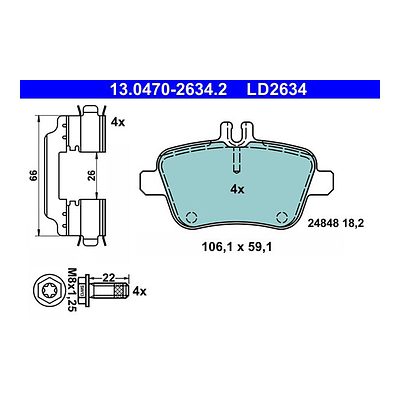 ATE Ceramic Brake Pad Set 13.0470-2634.2