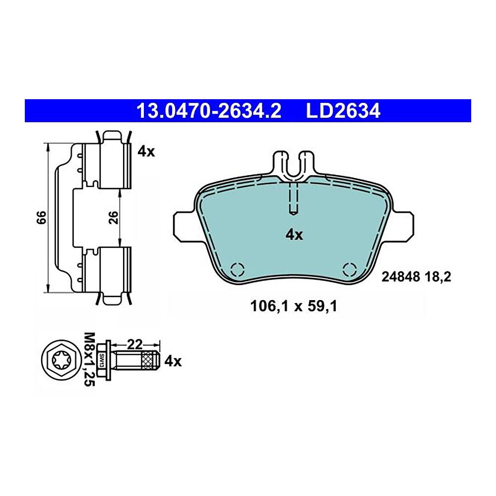 ATE Ceramic Brake Pad Set 13.0470-2634.2